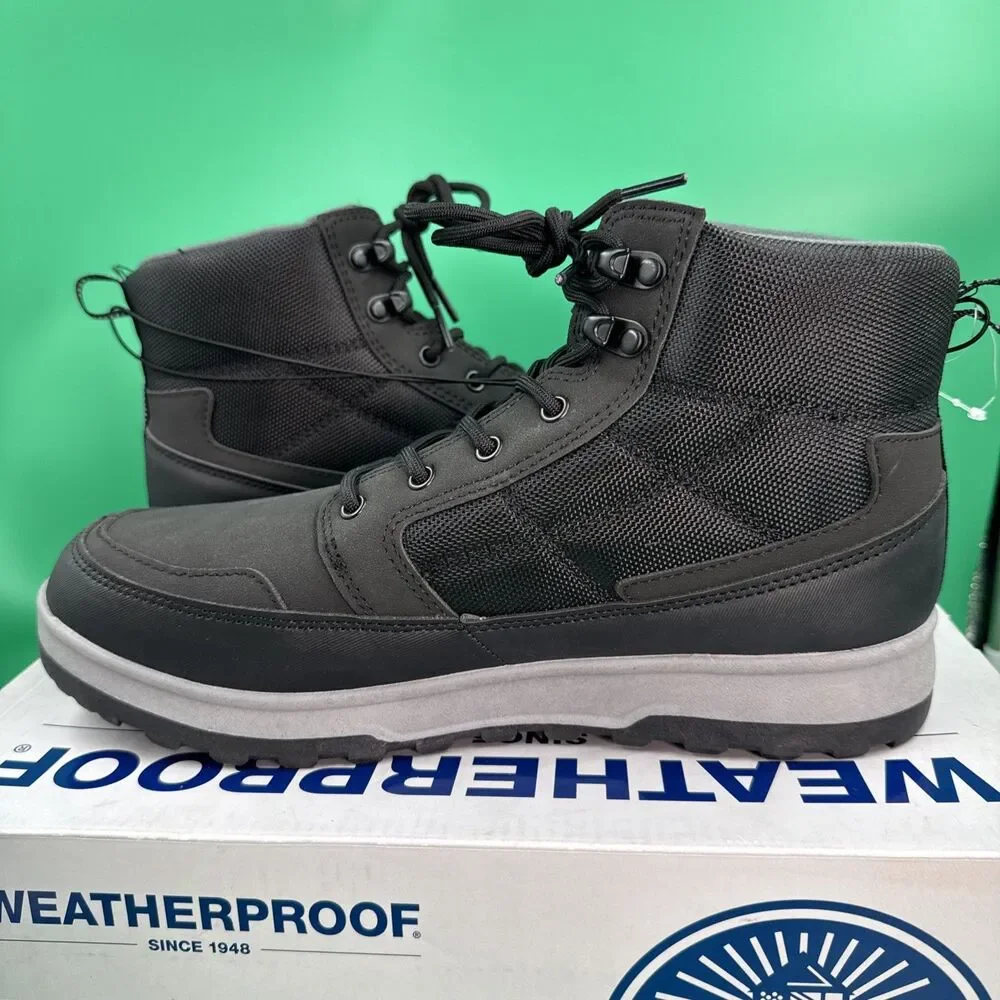 Weatherproof Jenkins Mens 10 Black Lace Up Memory Foam Hiking Boots NEW IN BOX